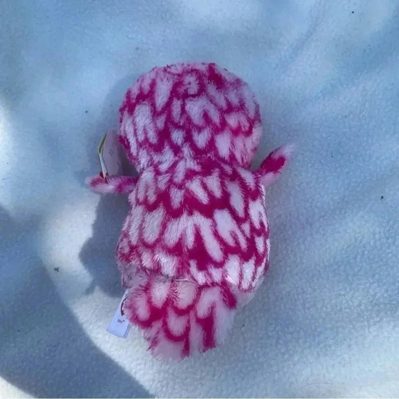 2016 Ty Beanie Baby Boos “Pinky” The Pink Owl Stuffed Animal  Beanbag Plush Toy - Picture 2 of 3